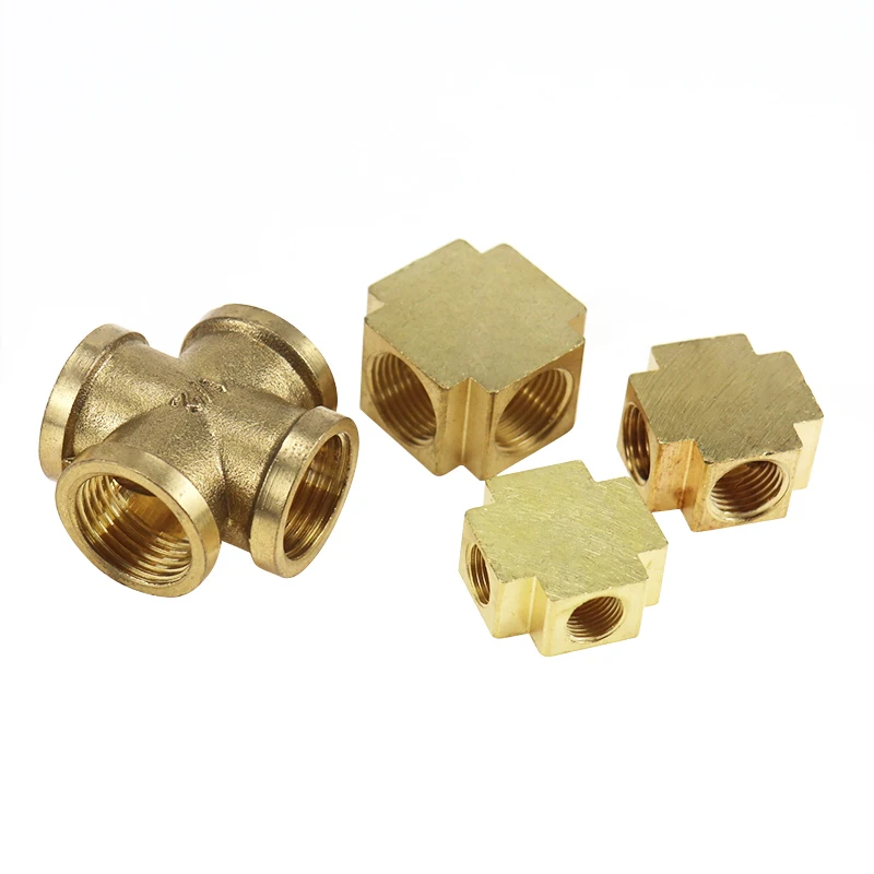 Brass Female Threaded Four-way Square Fitting Hardware Plumbing Fittings 1/8