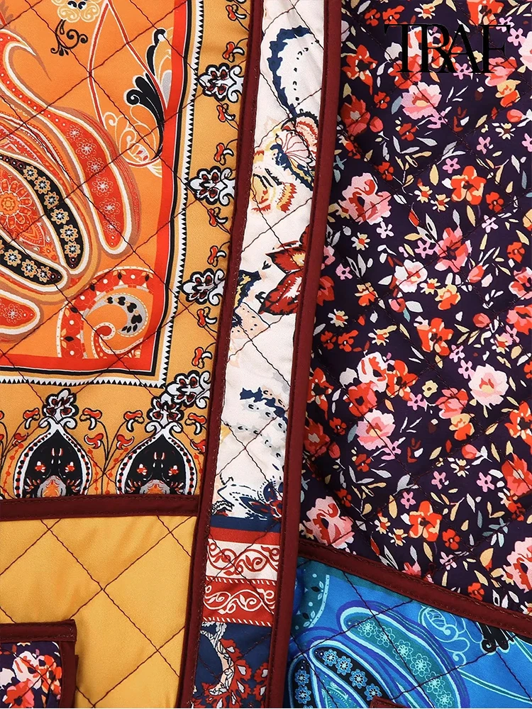 Vrouwen Mode Etnische Stijl Crash Kleur Bloemen Jas Gepersonaliseerde Applique Single Breasted Jas Trendy Warme Casual Jas Zoete Literaire Gedrukte Jas