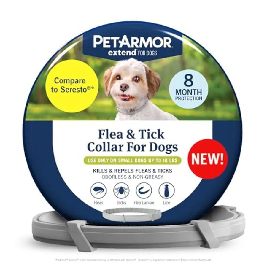 

Odorless Waterproof Flea and Tick Collar for Small Dogs up to 18 lbs 8 Months Protection Non-Greasy Kills Fleas Ticks Larvae