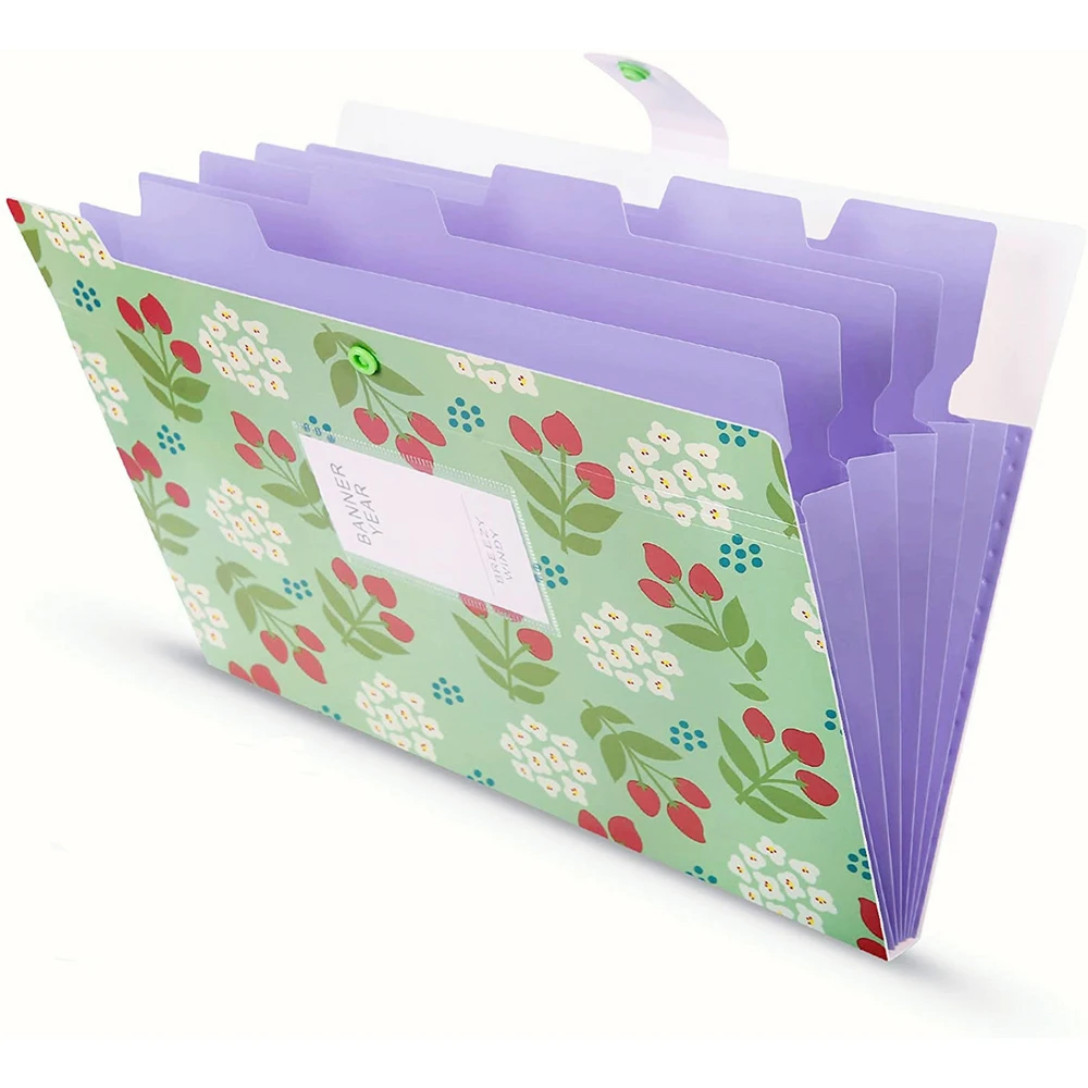 

File Holder 5 Pockets Snap Closure File Organizer Accordion Folder Document Organizer Floral File Folders File Folder