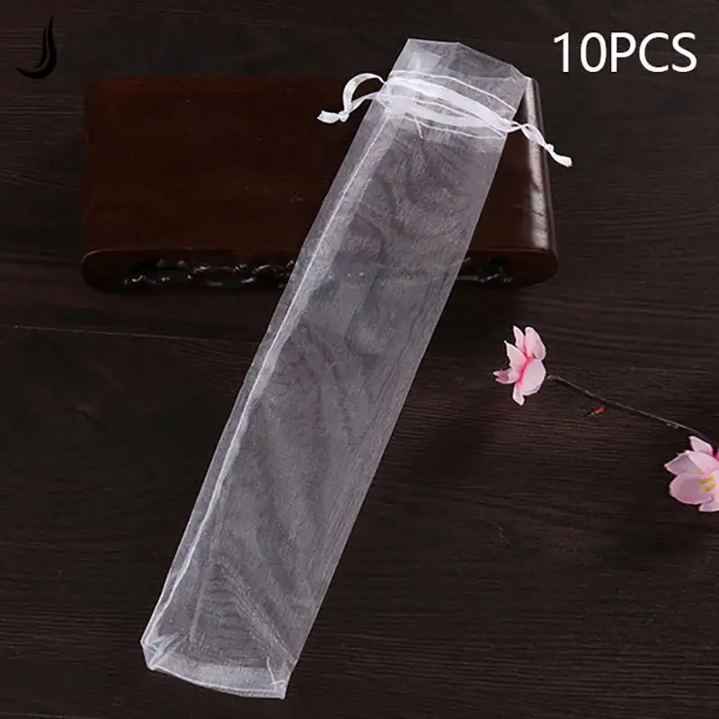 10pcs Folding Hand Fan Pouch Drawstring Organza Bags Folding Fan Pocket Bag For Outdoor Wedding Party Favor Gift Bags