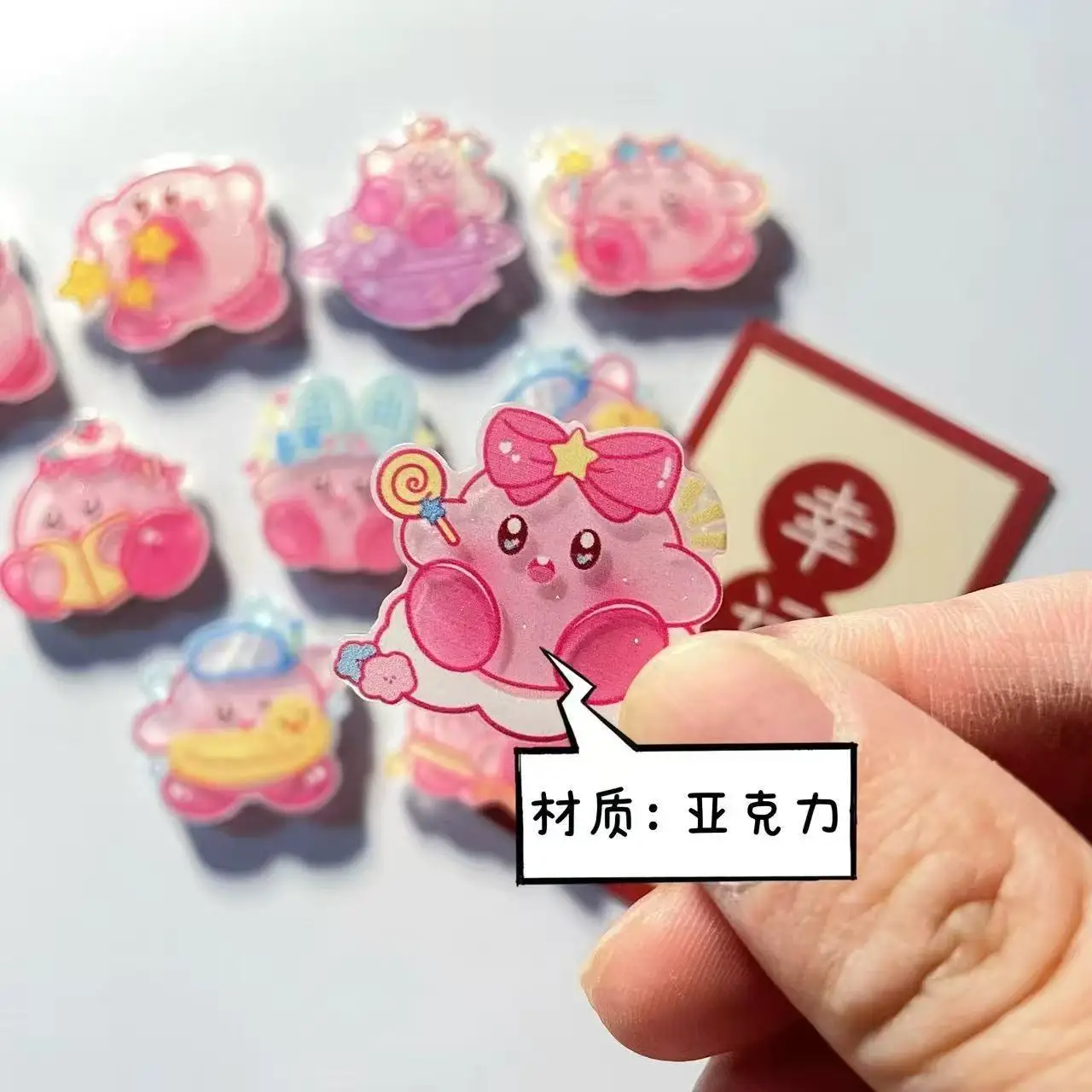 Cute Kirby Irregular Acrylic Fridge Magnet Pegboard Magnetic Attraction Decoration Cartoon Anime Peripheral Creativity Decorate view 4
