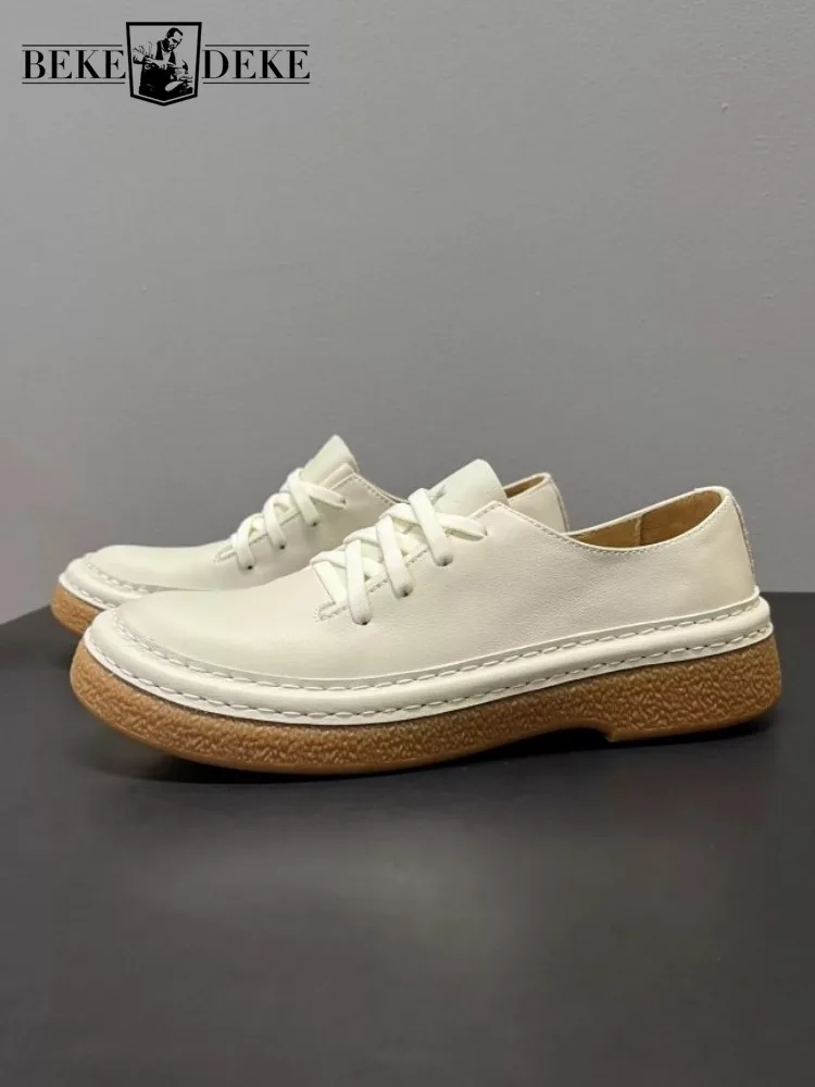 

New Business Casual Mens Genuine Leather Shoes Lace Up Comfortable Breathable Office Men Work Shoes Solid Color Fashion Footwear