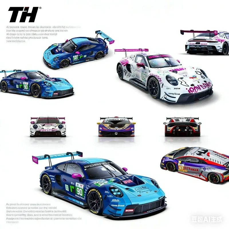 

Модель автомобиля TH 1:64 911 GT3 R 2025 LeMans 24H из литого сплава, статическая, для мальчиков, праздничный подарок, коллекционный предмет для взрослых, предмет декора.