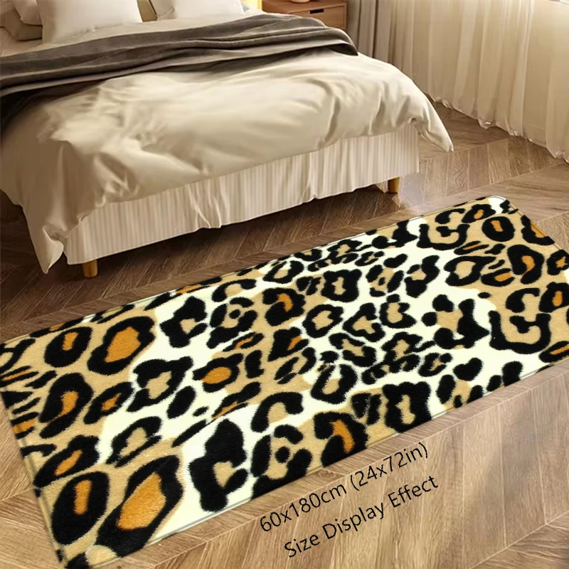 Doormat Flannel Floor Mat Leopard Grain Indoor Foot Rug Bedside Mats Kitchen Corridor Water Absorbent Carpet Ideal Balcony Decor