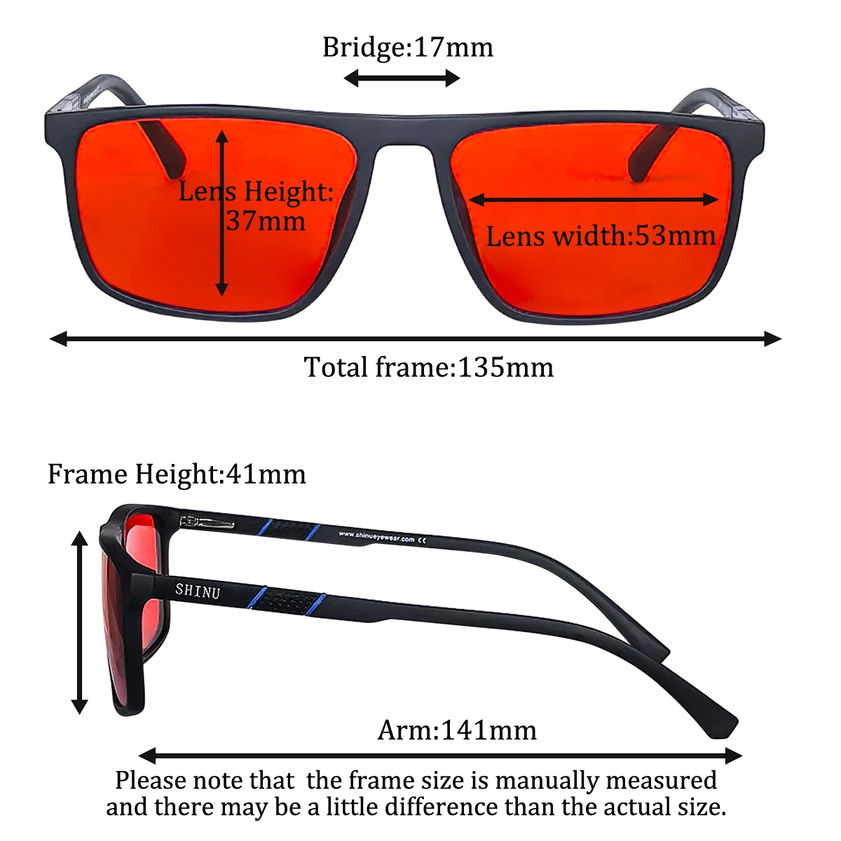 SHINU red glasses block blue light better sleep Orange lens glasses for working with computer gaming glasses blue light blocking