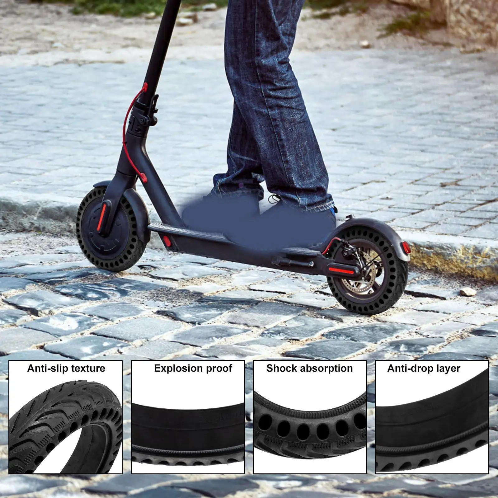 

Универсальная 9,6-дюймовая твердая шина, детали мотоцикла, противоскользящая черная мотоциклетная шина