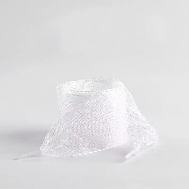 Wide Chiffon Yarn Shoelaces Flat Silk Tulle Webbing Shoe Laces Anti-fray Decorative Shoe Accessories for Sneakers Ballet Shoes