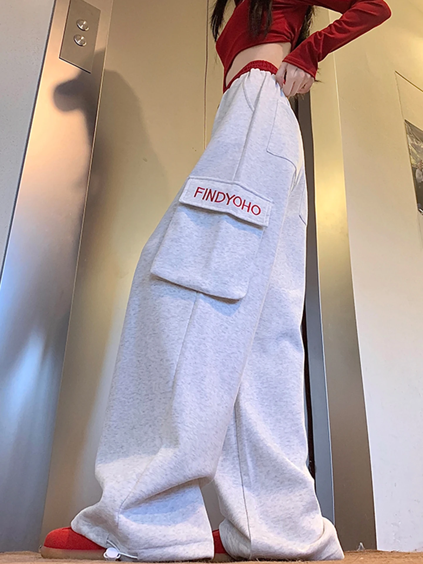 Ey American Spor-pantalones informales de pierna recta para mujer, pantalón de Jazz de talla grande, versátil, adelgazante, para primavera y otoño