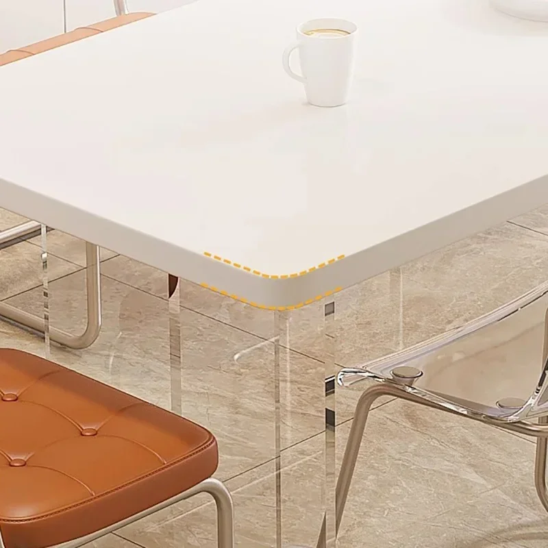 

Rounded White Acrylic Suspended Rock Plate Dining Table Pure Black Household Modern Minimalist Dining Table Mesas Furnitures