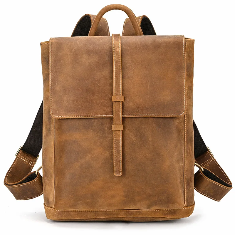 Fashionable Men's Bag, Retro Men's Casual Backpack, leather Flip Cover Computer Bag, Casual Men's Handbag, Shoulder Bag