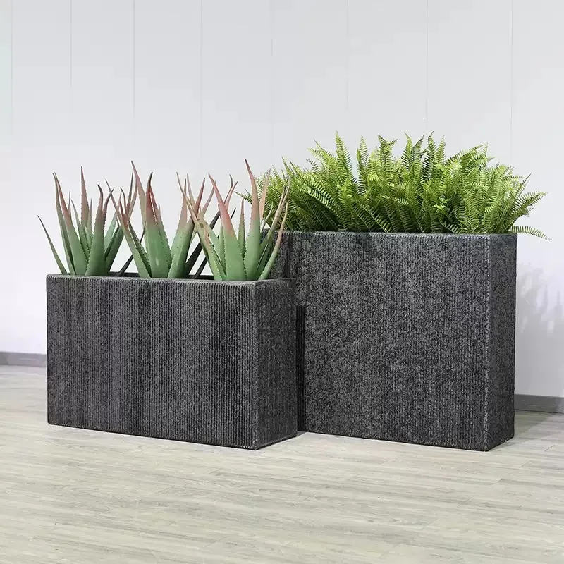 Nordic large fiberglass flower pots, outdoor courtyard combinations, balcony sales office terraces, rectangular flower boxes