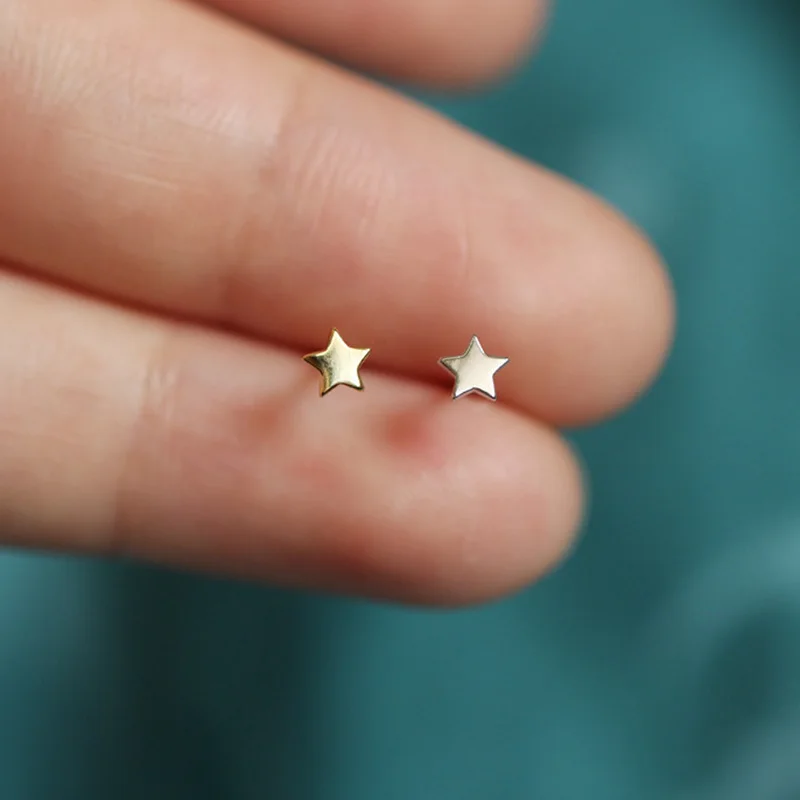 Real 925 Sterling Silver Star Mini Stud Earrings For Women Party Classic Fine Jewelry Minimalist Geometric  Piercing Accessories
