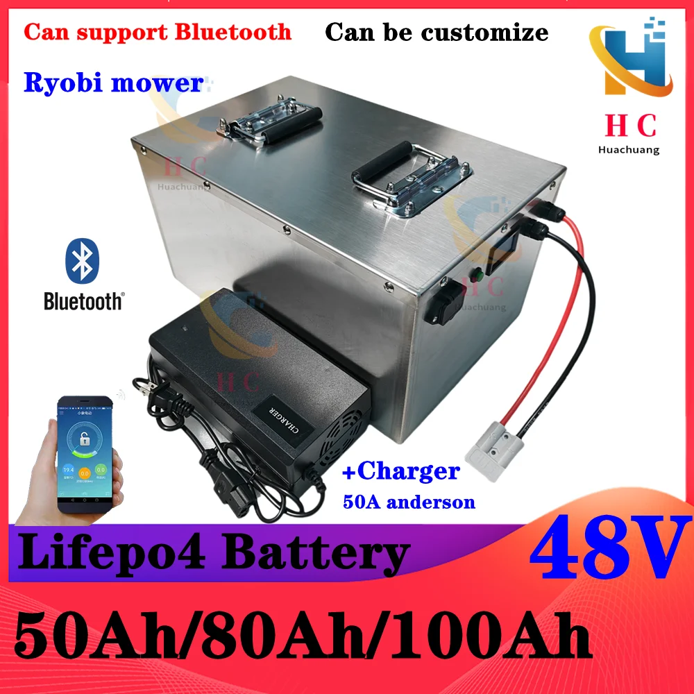 48V 50AH 80Ah 100Ah Lifepo4 lithium battery pack for Ryobi RM480e RM300e ZT480ex 300MV Zero Turn riding mower