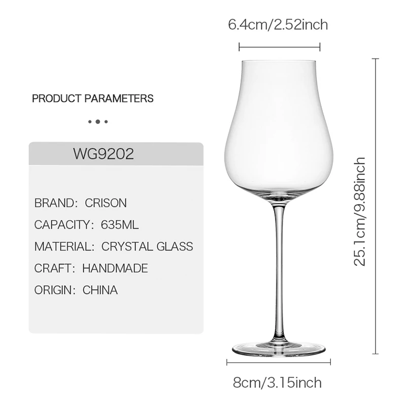 WG9202 كريسون سلوفاكيا نمط سوبر رقيقة كريستال بورجوندي كأس النبيذ الأبيض الداكن Sommelier الحصري تذوق كأس للنبيذ