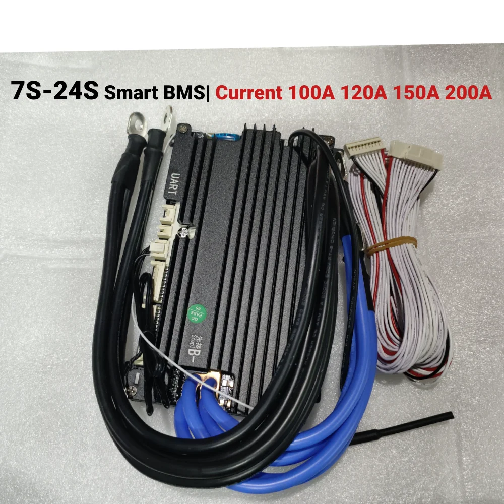 

JiaBaiDa Встроенная BT JBD Smart BMS 7S-24S Система управления аккумулятором 100A 120A 150A 200A LFP NMC BMS 24V 36V 48V 52V 60V 72V 80V