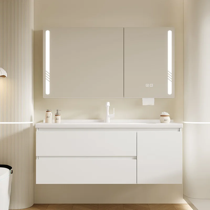 بلوط، خشب متين، خزانة حمام، مجموعة، لائحة، سيراميك، حوض متكامل، رياح كريمية