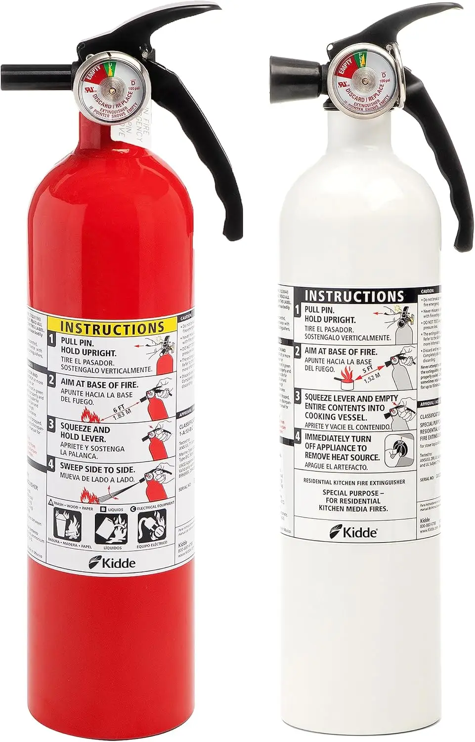 

2-Pack Home & Office Fire Extinguishers with Wall Mount, Includes Grease and Multi-Class Protection