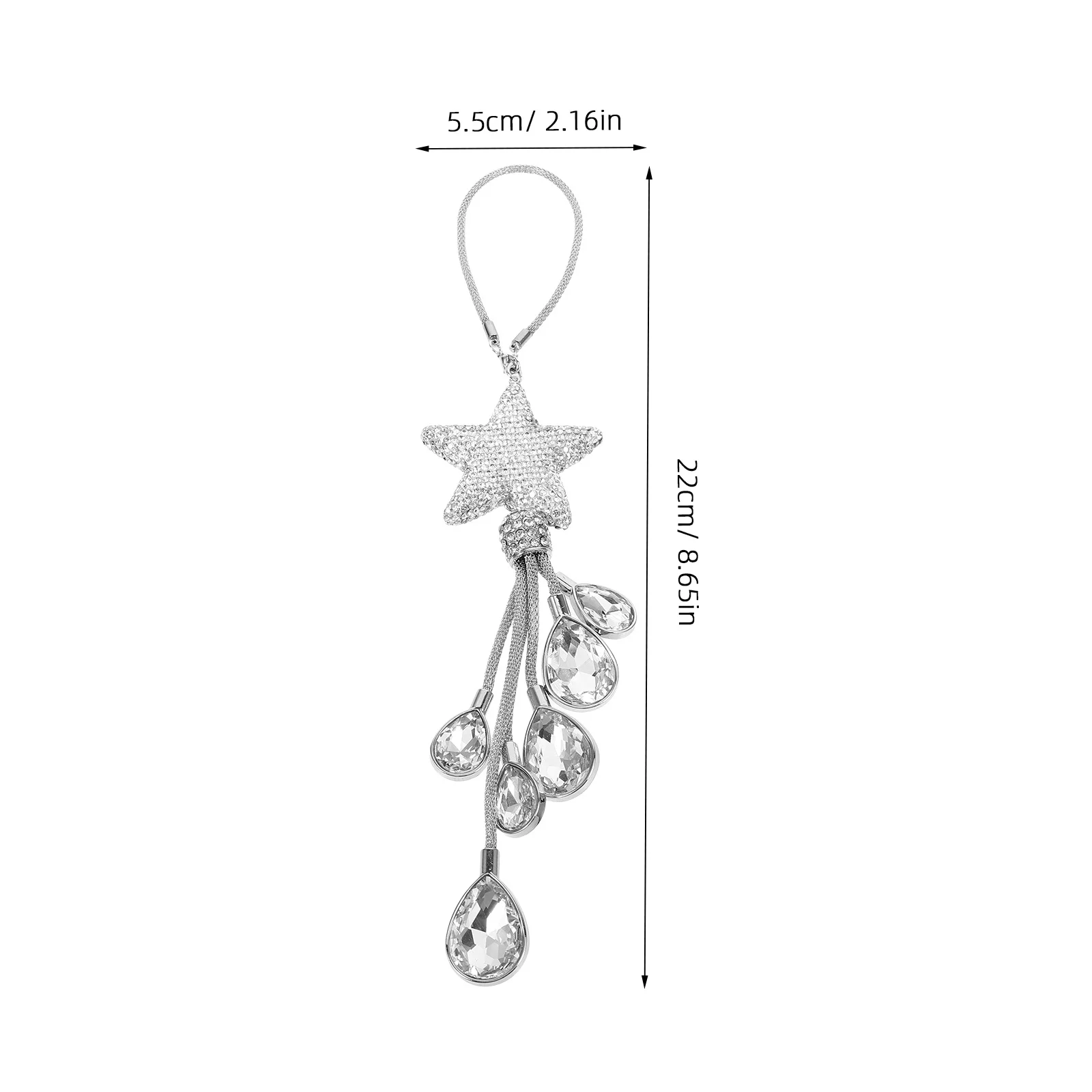 Star Shaped Car Hanging Accessories Rhinestone Bling Rearview Mirror Charm Luxury Car Interior Decoration Rearview Mirror Charms