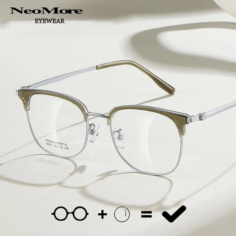 

Fashion Semi Rimless Glasses for Men Women TR Alloy Optical Prescription Eyeglasses Progressive Multifocal Eyewear