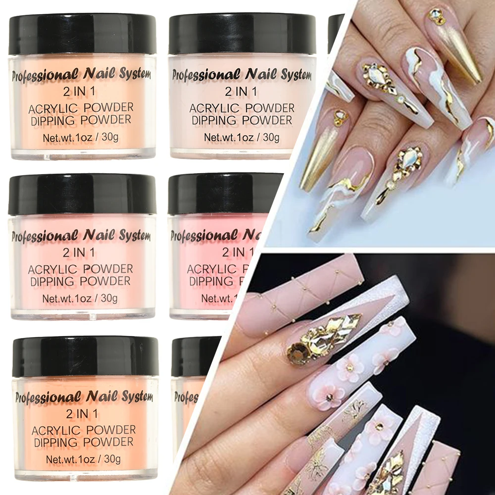 

30g Nude Acrylic Powder Dip/Extension/Builder/Carving Pattern Rainbow Pigment Dust Manicure Nail Art Accessories Crystal Powder