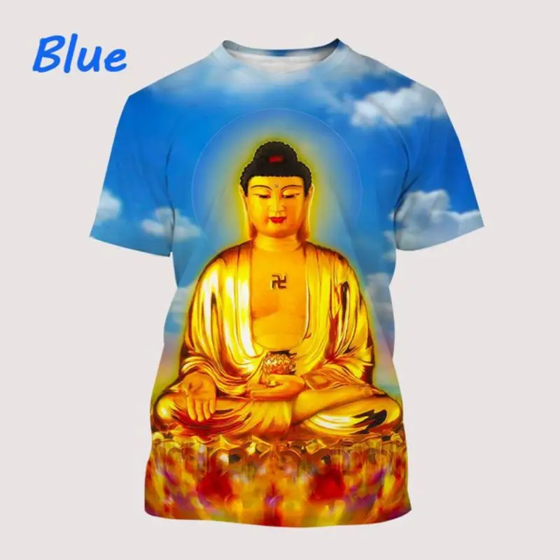 Buddha 3d Printing Hip Hop Summer Men\'s Personality T-Shirt Trend Fashion Street Creative Casual Comfortable Short-Sleeved Top