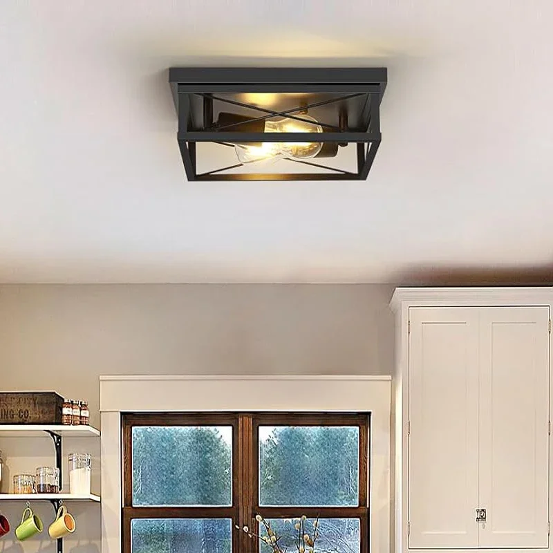 

American Retro Industrial Ceiling Lamp Farmhouse Corridor Dining Room Lamp Kitchen Bedroom Balcony Ceiling Light