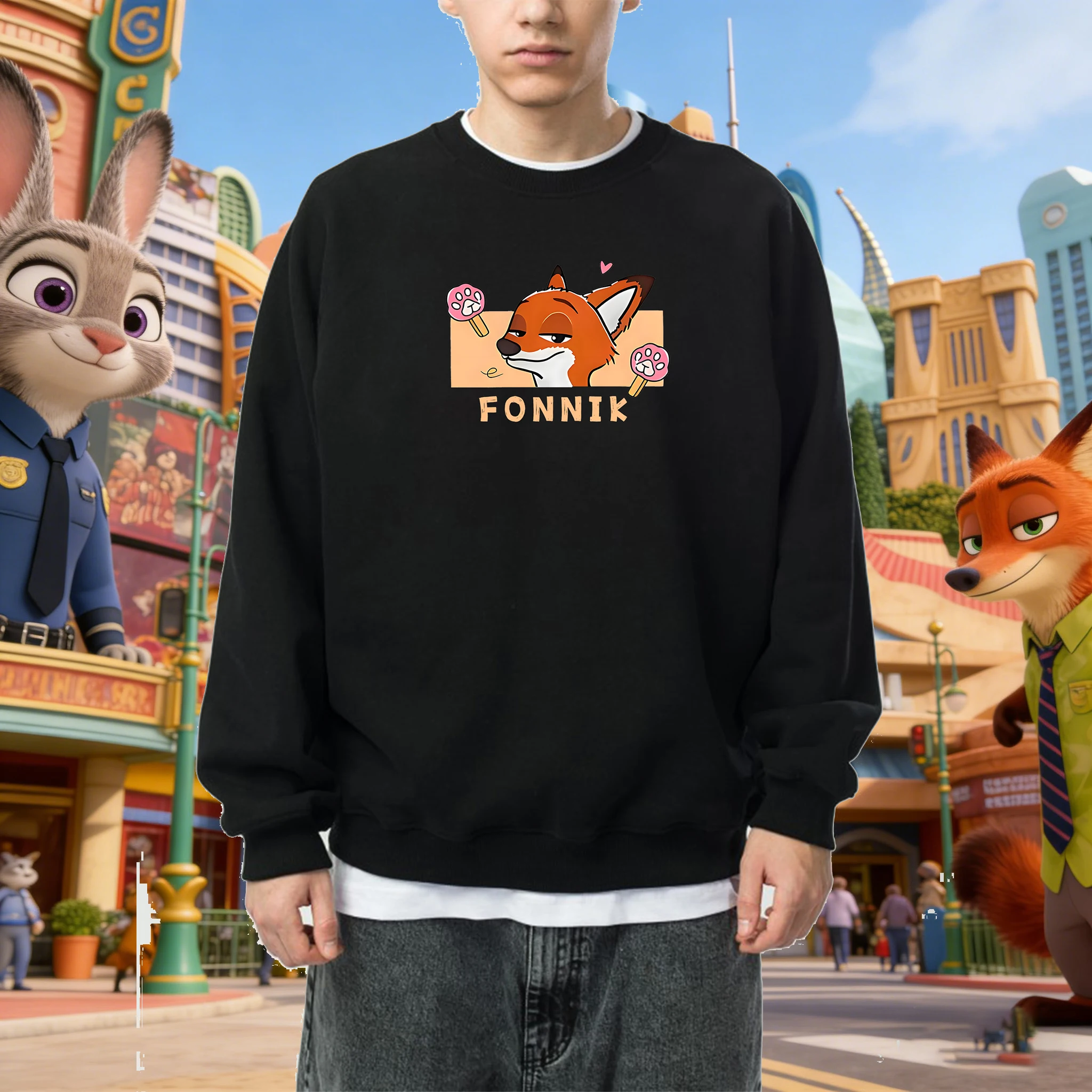 

Толстовка с принтом «Зверополис 2 Джуди и Ника», новые зимние одинаковые комплекты для всей семьи, хлопковый повседневный пуловер для пар, родителей и детей