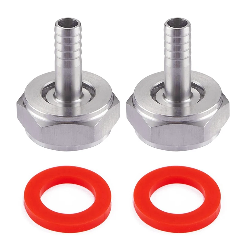 Stainless Steel Beer Keg Coupler Fitting,Beer Line Connector Kit,Hex Nut 5/8 Inch G Thread X 5/16 Inch Barb