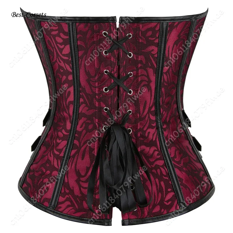 Новая модель для женщин бюстье из искусственной кожи, топ в стиле стимпанк, готический корсет красного цвета