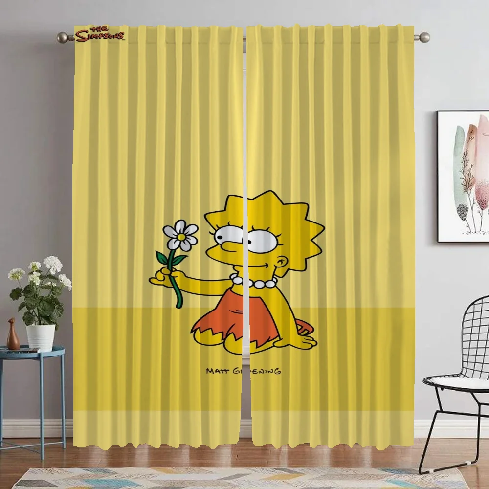 Modern Living Room Curtains for Camera Simpsones Home Interior Curtains 2 Pieces Tulle for Bedroom Partition Window Curtain