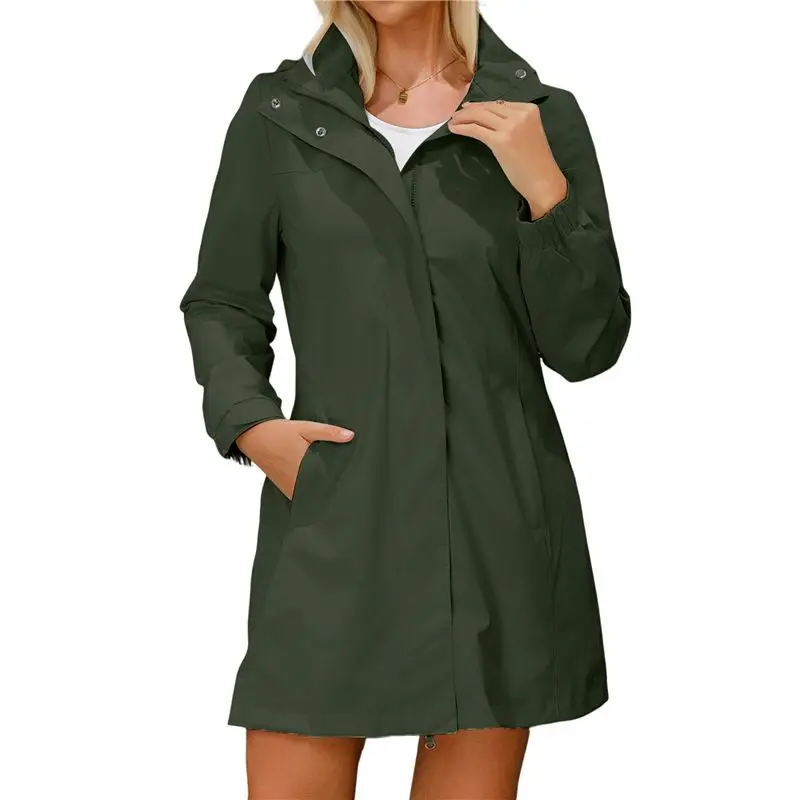 

A24F-Rain Jacket For Women Waterproof With Hood Trech Coat For Women Raincoats Long Windbreaker