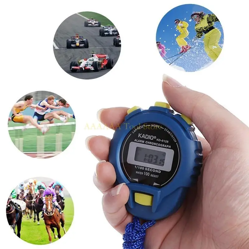 A2BE Handheld Digital LCD Sports Stopwatch Chronograph Counter Timer pour W / Strap