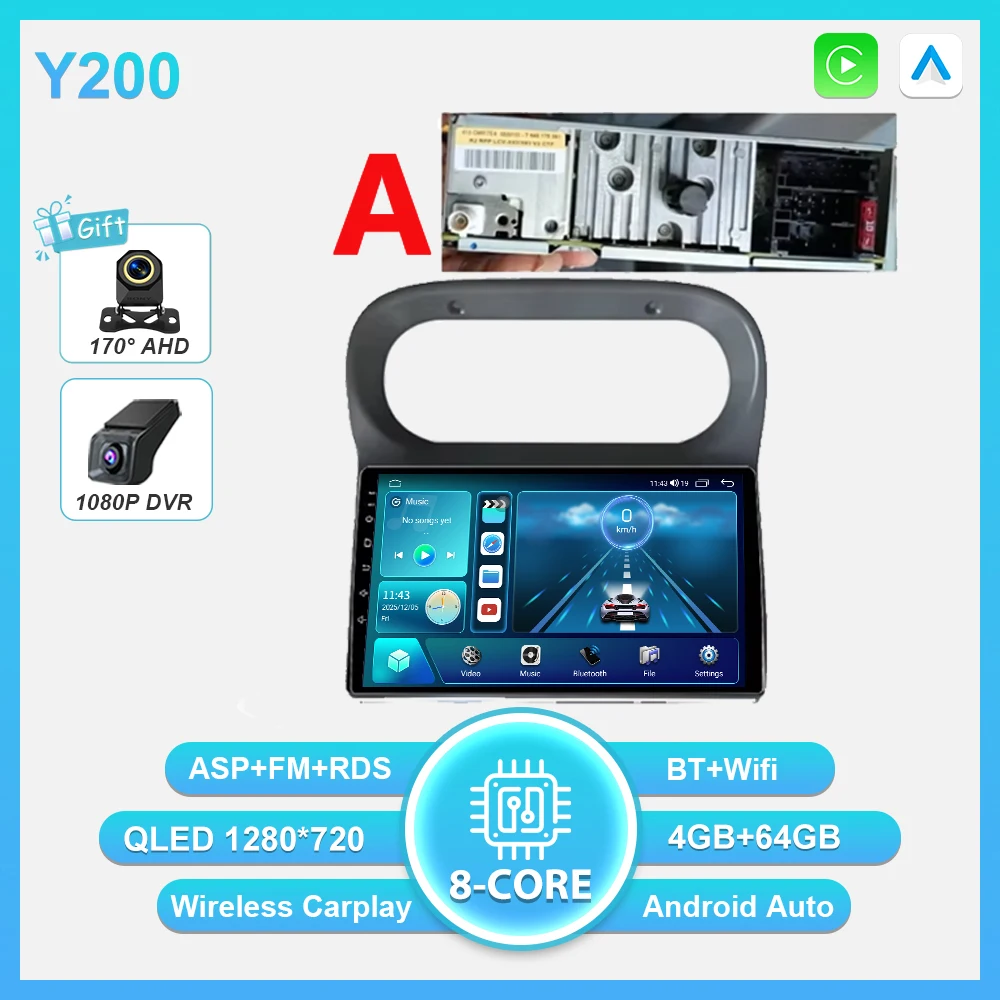Android 16 Carplay Auto autoradio voor Renault Twingo 1 2005 - 2013 multimediaspeler autoradio Wifi BT scherm GPS navigatie