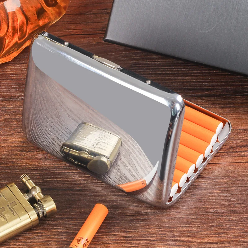 Mirror Gold Cigarette Case 18 Pcs Medium Cigarette Metal Brass Portable Personalized Men's Gift Cigarette Set Accessories Tool