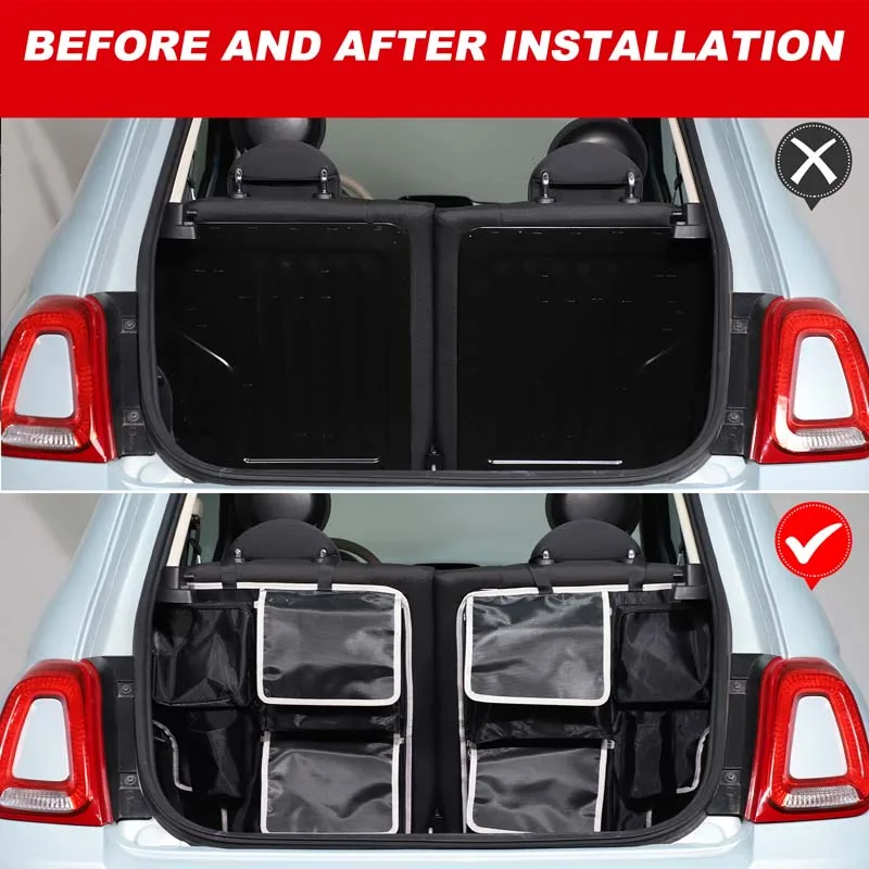 

2piece set polyester black For Fiat 500 2016-2026+ car rear seat back storage bag car interior modification accessories