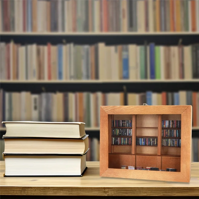 A02M-Shake رف الكتب القلق مع 200 كتاب مكتبة مصغرة رف الكتب الخشبي تململ يهز القلق الخاص بك الإبداعي أ