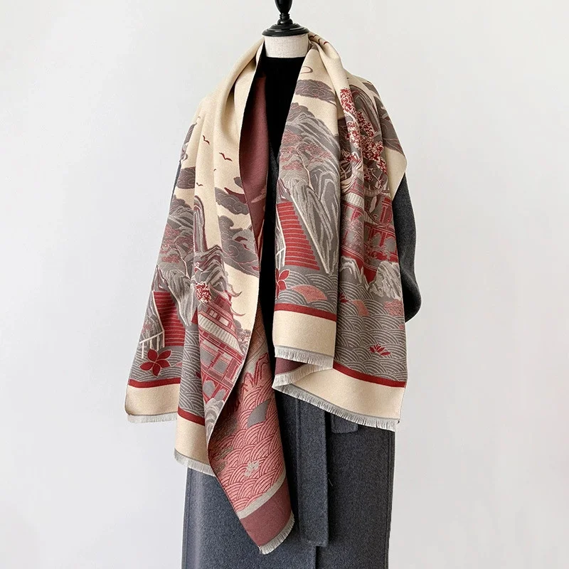 

Роскошный кашемировый шарф 2021, зимние женские шали из пашмины, теплое одеяло, женская бандана, брендовые толстые шарфы, хиджаб, новинка