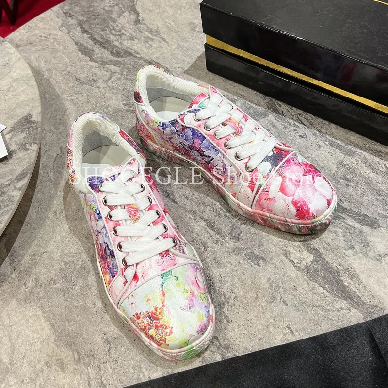 

Fashion Floral Printing Flats For Men Sneaker Round Toe Lace-Up Men Shoes New Style Comfort Slip-on All-season Unisex Shoes