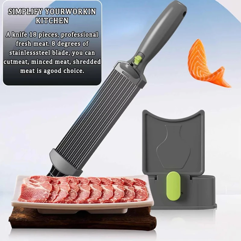 Manual Handheld Meat Slicer Cutter, Household Kitchen Gadget, Cut Fresh Meat into Slices Strips Cubes & Mince