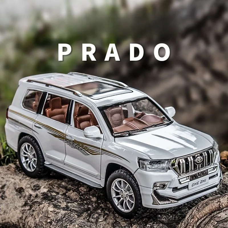 1:24 scale toyota land cruiser offroad suv alloy diecast model car multiple doors open pull back light sound kids toy gift