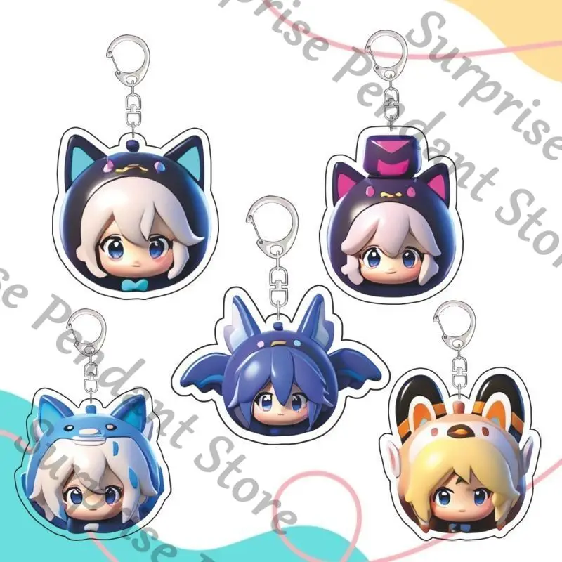 Genshin Impact Lynette Lyney Ambience Acryl Schlüsselanhänger Neuvillette Zeichentrickfigur Anime quadratisches Element Taschenanhänger
