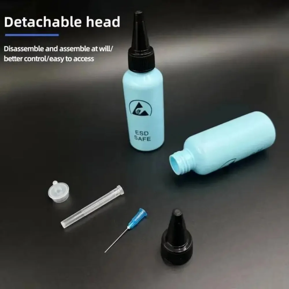 60ml Plastic Liquid Alcohol Bottle Rosin Solvent Anti-static Adhesive Bottle with Dispensing Needle for Glue DIY Repair Tool