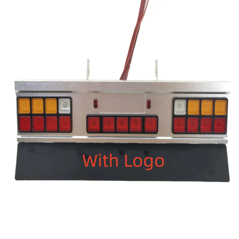 CNC Metal LED Taillight Rear Bumper Light with Mudguard LOGO for 1/14 Tamiya RC Truck Trailer SCANIA Actros MAN VOLVO Parts