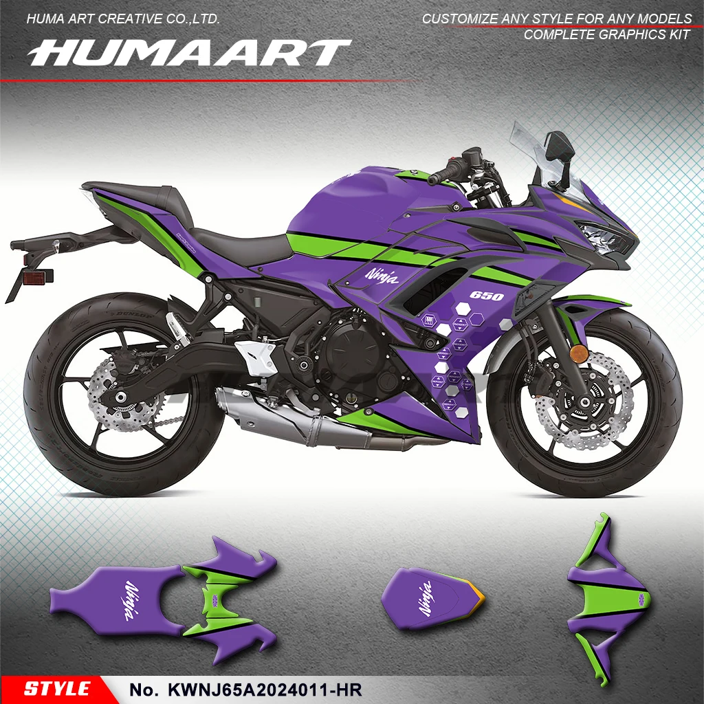 

Наклейки HUMAART, устойчивый к ультрафиолетовому излучению ламинат для Kawasaki Ninja 650 2020 2021 2022 2023 2024, аксессуары, KWNJ65A2024011-HR