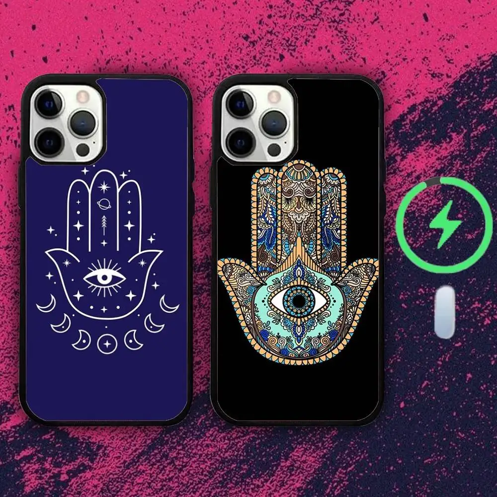 

Hamsa Hand of Fatimas Phone Case For iPhone 16e,16,15,14,13,12,11,Plus,Pro,Max,Mini Magsafe Magnetic Wireless Charging