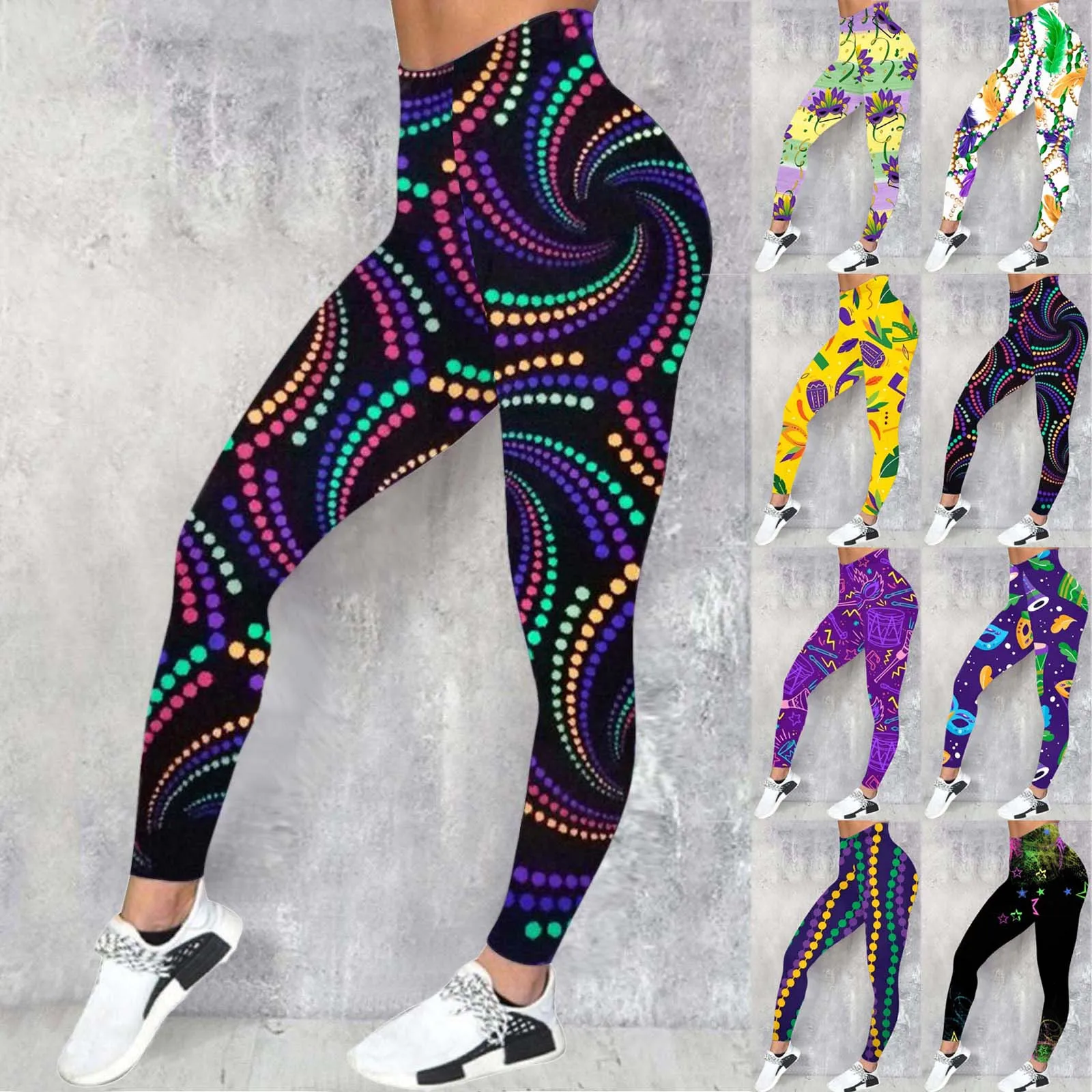 Mardi Gras Party Women Legging Casual Sports Yoga Pants Colorful Printed Fashion Leggings Big Size Carnival Festival Celebratio