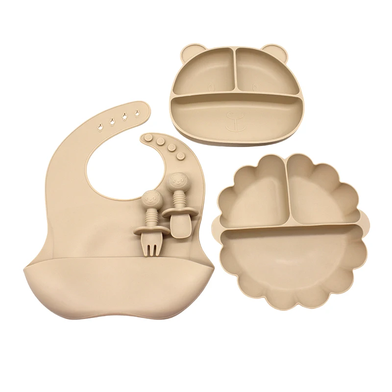 Baby eating training tableware shape simple with suction cups soft silicone easy to clean baby children tableware set