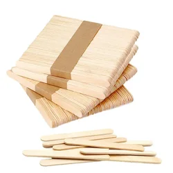 100pcs Natural Wooden Ice Cream Popsicle Sticks Wood Stick Ice Cream Spoon Hand Art Ice Cream Ice Cube Lollipop Cake Tools 93mm