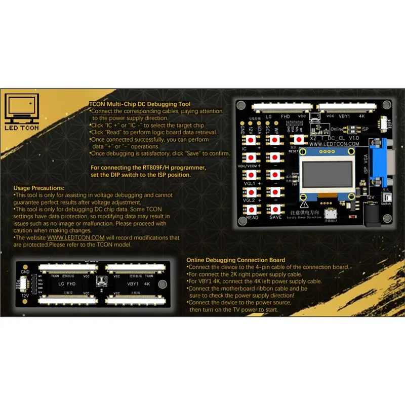 LXYB18B RT6943A TCON VGH VGL Change Voltage Programmer Screen Technology Modification Tool Small Board Two-In-One US Plug